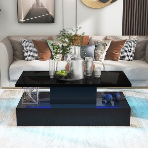 Coffee Table Cocktail Table Modern Industrial Design with LED lighting, 16 colors with a remote control - 1 of 4