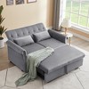 55in Modern Convertible Loveseat Sleeper Sofa Couch w/ 2 Lumbar Pillows, Adjustable Pull-Out Bed and Removable Armrest for Living Room, Apartment - 2 of 4