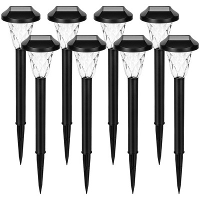 GIGALUMI 8 Pack Solar Outdoor Lights, Waterproof Cool White Pathway Lighting for Yard, Garden and Patio