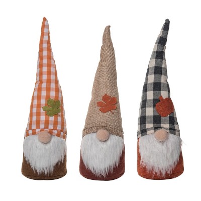Transpac 12 in Multicolored Harvest Fuzzy Beard Gnome Decor Set of 3 Fabric Canvas Fall Decorative