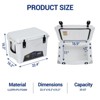 35 Quart Heavy Duty Portable Ice Cooler - Insulated Camping Cooler with Cup Holder, Fish Ruler & Bottle Openers for Beach, Boat & Picnics White - 4 of 4