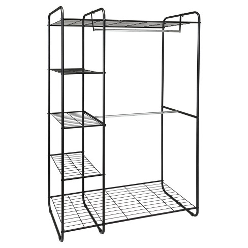 Freestanding Closet Black Silver Room Essentials