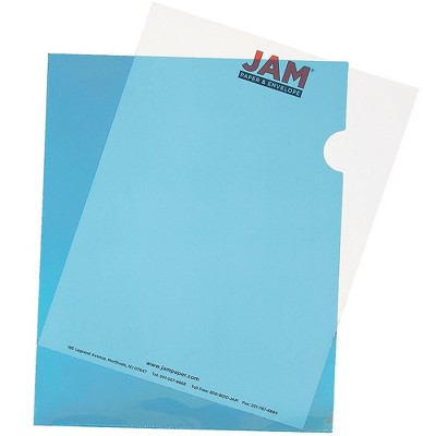 JAM Paper Plastic Sleeves 9" x 12" Blue 120/Pack 2226316987B