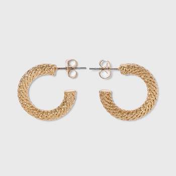 Twisted Texture Small Hoop Earrings - A New Day™ Gold