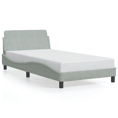 vidaXL Bed Frame with Headboard Light Gray 39.4 in.x79.9 in. Twin XL Velvet