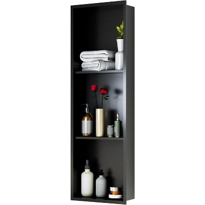 Stainless Steel Shower Niche with Recessed Rectangle Design, No-Tile Installation Required, Wall-Mounted Storage for Bathroom