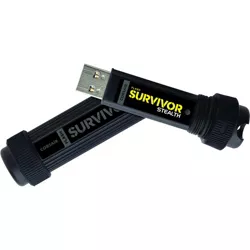 Corsair Flash Survivor Stealth 256GB USB 3.0 Flash Drive - 256 GB - USB 3.0 - Black - 5 Year Warranty
