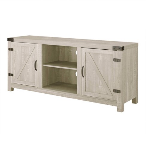 OKD 60 Farmhouse Dresser Chests for Bedroom with 4 Drawers & Sliding Barn  Doors, Rustic Dresser TV Stand, White