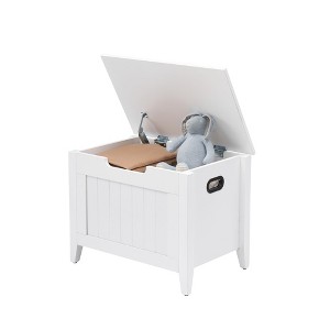 Whizmax Storage Bench - Entryway Shoe Bench with Seat Cushion & 2 Safety Hinges, Multi-Use Chest for Living Room, Bedroom, White - 1 of 4