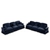 Classic Chenille Sleeper Sofa Couch with Flared Arms, Removable Skirt & 3 Ottomans - 3 of 4