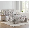 VCNY 3pc Full/Queen Home Province Coconut Milk Floral Damask Printed Quilt Bedding Set Cream - 2 of 4