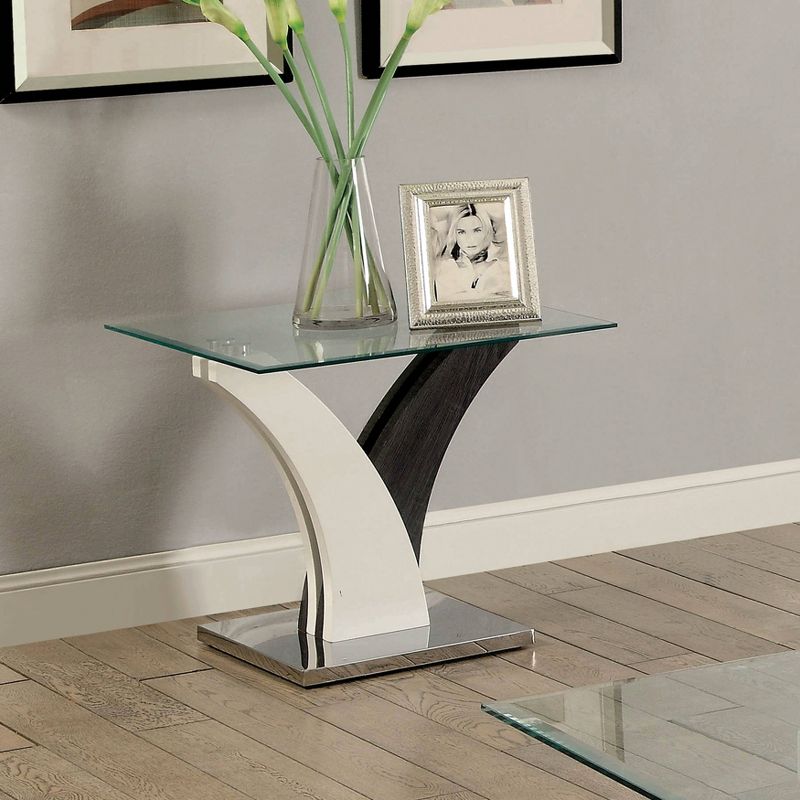 Niessa Contemporary End Table White/Dark Gray/Chrome - HOMES: Inside + Out, 3 of 6