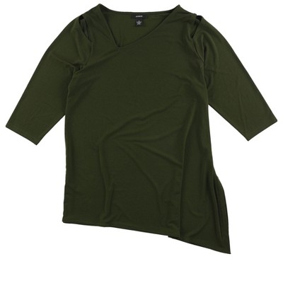 Alfani Womens Asymmetrical Pullover Blouse
