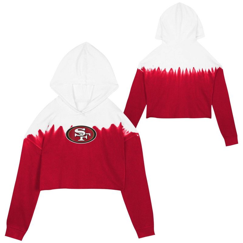 NFL San Francisco 49ers Girls&#39; Crop Hooded Sweatshirt, 1 of 4