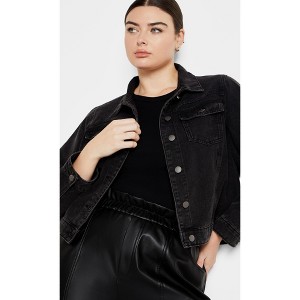 Women's Plus Size Tia Denim Jacket - black wash | CITY CHIC - 1 of 4