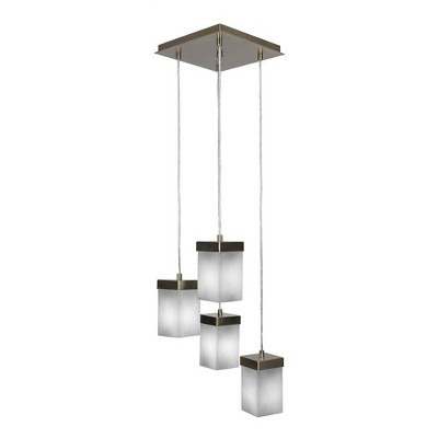 Toltec Lighting Nouvelle 4 - Light Pendant in  New Aged Brass with 4" Square White Muslin Shade