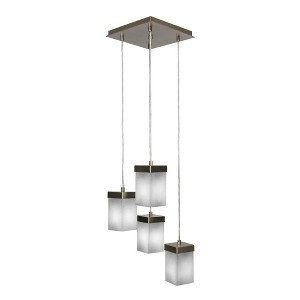 Toltec Lighting Nouvelle 4 - Light Pendant in  New Aged Brass with 4" Square White Muslin Shade - 1 of 1