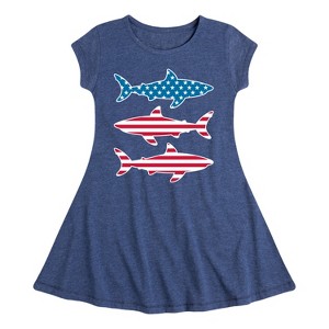 Girls' - Instant Message - 4th of July Fit & Flair Cap Sleeve Graphic Dress - 1 of 4