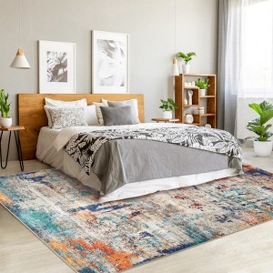 Area Rugs Washable Large Modern Abstract Living Room Rug Soft Anti-Skid Carpet Indoor Non-Shedding Carpets for Bedroom Dining Farmhouse Nursery Office - 1 of 4