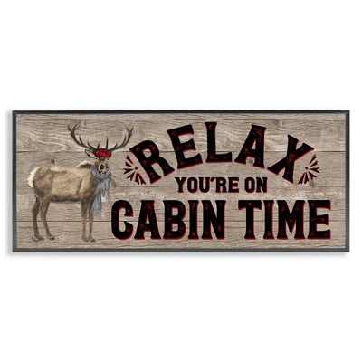 Stupell Industries Cabin Time Phrase with Deer, 24" x 10"