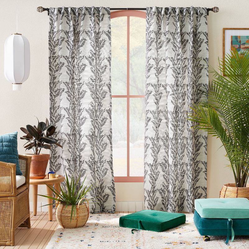 1pc 50&#34;x84&#34; Light Filtering Limu-Limu Leaf Jacquard Curtain Panel Gray - Opalhouse&#8482; designed with Jungalow&#8482;, 3 of 7