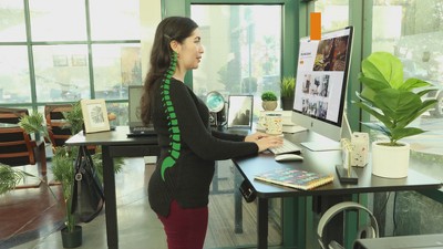 Large Black Adjustable Height L-Shaped Standing Desk with Drawer