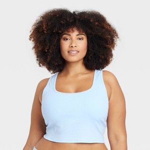Women's Cotton Blend Ribbed Cropped Tank Top - Auden™ - 1 of 4