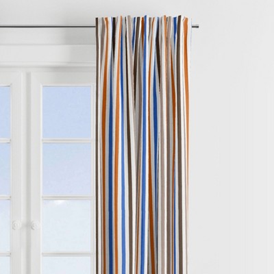Bacati - Mod Sports Stripes Cotton Printed Single Window Curtain Panel