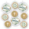 Big Dot of Happiness Elegant Cross - Hanging Religious Party Tissue Decoration Kit - Paper Fans - Set of 9 - 2 of 4