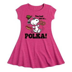 Girls' - Peanuts - You Had Me At Polka Fit & Flair Cap Sleeve Dress - 1 of 4