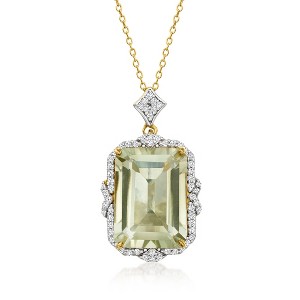 Ross-Simons 16.00 Carat Prasiolite and 1.20 ct. t.w. White Zircon Pendant Necklace in 18kt Gold Over Sterling Size 18 - 1 of 3
