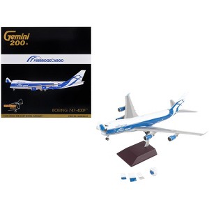 Boeing 747-400F Commercial Aircraft White with Blue Stripes "Gemini 200" Series 1/200 Diecast Model Airplane by GeminiJets - 1 of 3