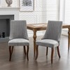 OUTSUPPLY Set of 2 Premium Linen Dining Chairs, Upholstery with Curved Solid Wood Legs - 3 of 4
