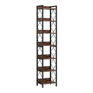 Lirago Brown 7 Tier Corner Bookshelf 13.4x13.4x78.7 Particle Board Metal Frame Space Saving Shelf - 1 of 4