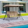 Resenkos 3-Seat Swing Set, Outdoor Glider With Adjustable Roof, Side Pockets, Ventilated Seat & Back, Brown - 2 of 4