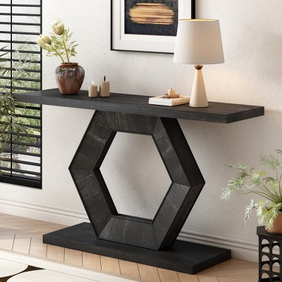 Modern Entryway Table W/ Innovative Hollow Hexagon Leg Structure & Premium Fir Veneer Finish for Sophistication, Suitable for Home