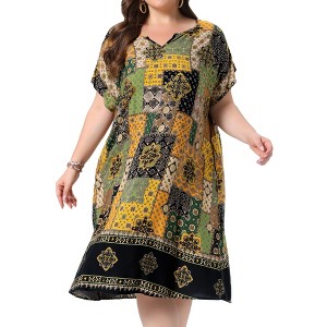 plus size summer dresses casual Tycorwd Women's Midi Dress Short Sleeve Beach Dress Swing Flowy Tiered with Pockets Army Green 1XL at Amazon Women's Clothing store puff short sleeve design displays elegance fully and suitable for summer Women's Plus Size Floral Print