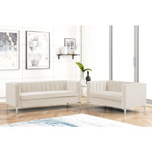 2-Piece Velvet Sofa Sets Contemporary Home Theater Seating Upholstered Couch Set for Living Room  - Morden Fort - 1 of 4