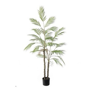 Artificial Palm Tree Double Pole, Large Fake Tropical Plant in Pot for Home Office Balcony Indoor Outdoor Decor - 1 of 4