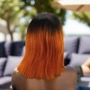 Unique Bargains Women's Straight Long Hair Wig 4x4x1in 180 Real Human Hair Orange Black 1 Pc - 3 of 4