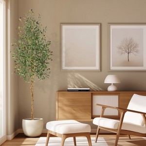 Garvee 5/6/7FT Olive Trees Artificial Indoor,Olive Tree Plants,Double rod shape,Faux Olive Tree with Realistic Trunk,Leaves,Fruits for Home Decor - 1 of 4