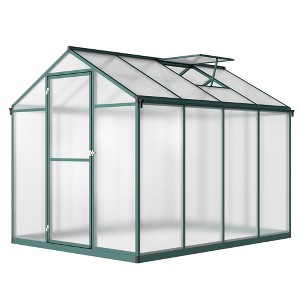 6x8 FT Greenhouse for Outdoors, Polycarbonate Greenhouse with Quick Setup Structure and Roof Vent - 1 of 4