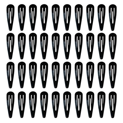 50 Pack Black 2 Inch Barrettes Women Metal Snap Hair Clips Accessories