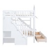 PAGED Wooden Castle Bunk Bed Loft Bed, Twin over Twin Bed Frame with Drawers, Shelves, Slide, Stairs and Guardrail for Kids, Teens - 3 of 4