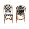 bali & pari Ambre Modern French Black and White Weaving Natural Rattan 2-Piece Bistro Chair Set - 3 of 4