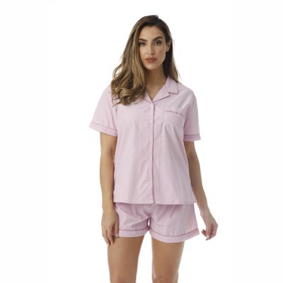 Cocoom Button-Down Pajama Short Set  Trendy Pink Sleepwear