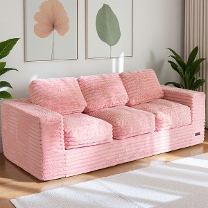 MAXYOYO 3-Seater Boneless Sofa Couch in a Box, Modern Faux Fur Sofa for Living Room, Soft High-Density Foam Couch with Pillows - 1 of 4