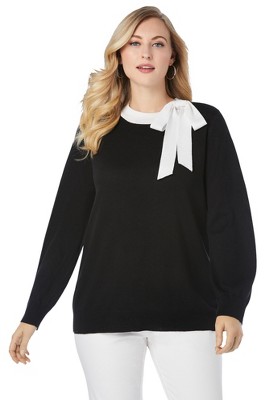 Jessica London Women's Plus Size Tie-Neck Sweater