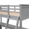 NicBex Twin Bunk Bed with Desk Wood Frame Bed Frame with Storage Cabinet, Full Length Guardrails and Inclined Ladder, No Box Spring Required - 4 of 4