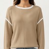 Anna-Kaci Women's Long Sleeve Knit Top with Contrast Trim and Relaxed Fit - 2 of 4